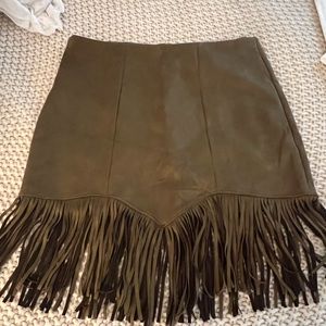 Suede Tassel Skirt